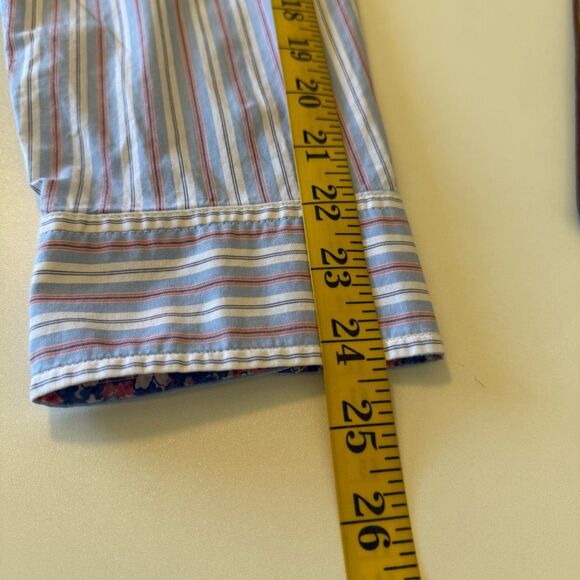 Talbots Blue, Red & White Striped Button Up Blouse Sz XL Preppy, Heritage - Picture 9 of 11